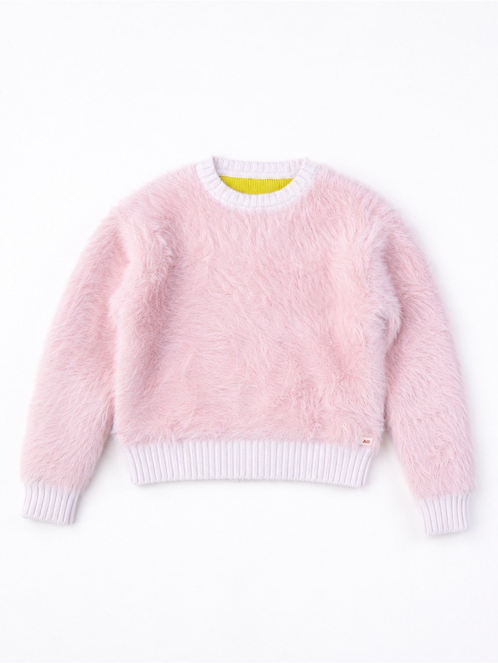 AO76 Girls Fuzzy Pink Sweater Size 10Y Soft Long Sleeve Crew Neck